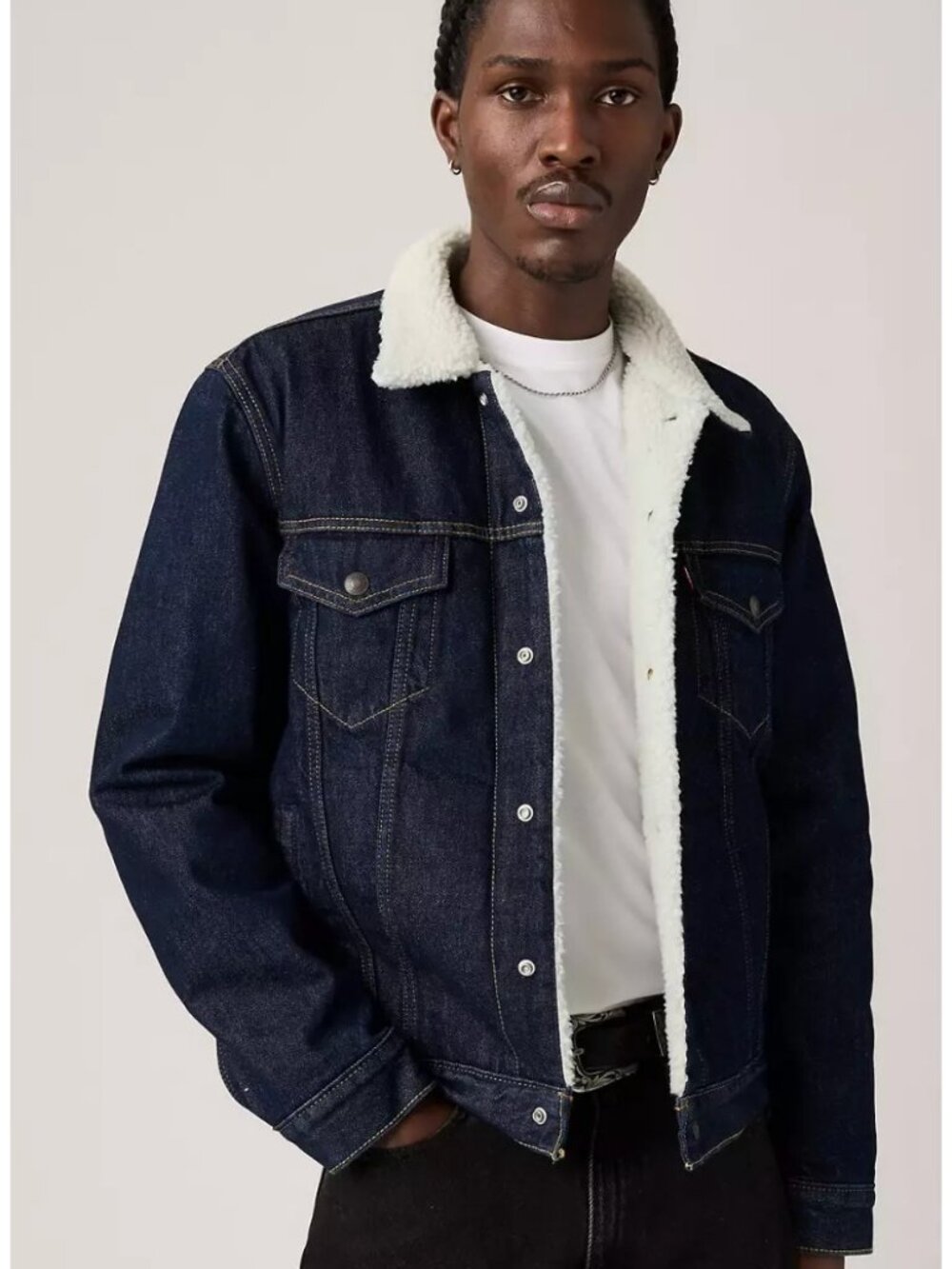 New Levi's Premium XL Type III Sherpa Trucker Jacket Give It A Rinse Sher Dark
